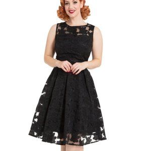 Voodoo Vixen Evelyn Black Floral Rockabilly Dress